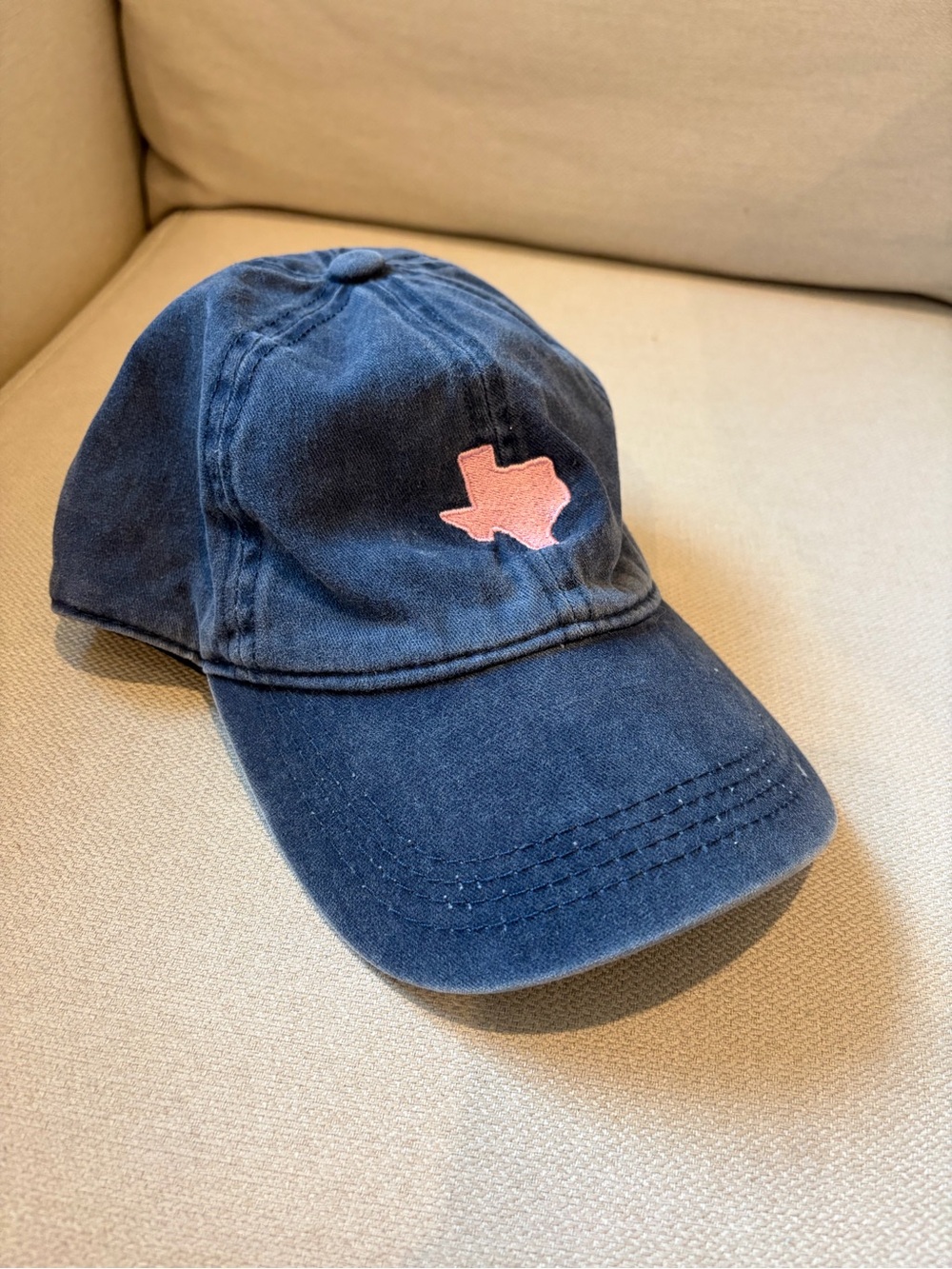 David & Young Texas State Map Pink Embroidered Navy Baseball Cap Hat OS